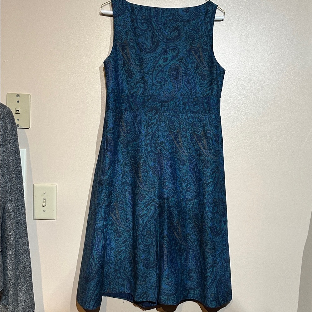 Lands' End Teal Paisley Midi Dress - Picture 4 of 6